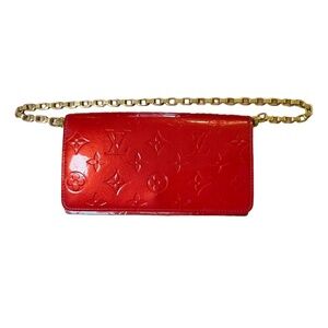 Louis Vuitton Red Monogram Vernis Wallet On Chain